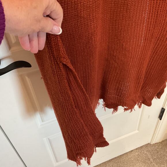 Derek Heart Rust Brown Open Front Distressed edges Long XL - Picture 5 of 9